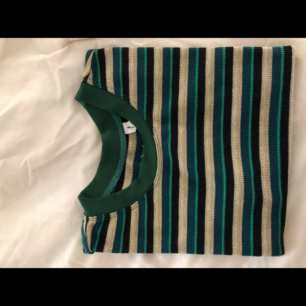 PacSun Green and Beige Striped Top
